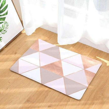 Elegant Blush Pink Hexagonal Honeycomb Area Rug