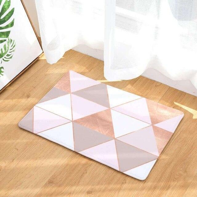 Elegant Blush Pink Hexagonal Honeycomb Area Rug