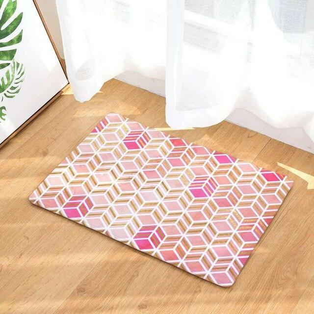 Geometric Honeycomb Hexagon Rug in Champagne Pink