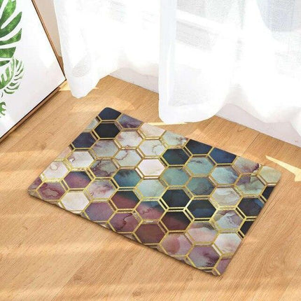 Elegant Blush Pink Hexagonal Honeycomb Area Rug
