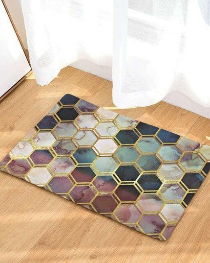 Elegant Blush Pink Hexagonal Honeycomb Area Rug
