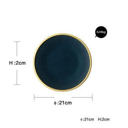 Elegant Dark Green Ceramic Dining Collection: Luxurious 7-Piece Set for an Upscale Dining Experience