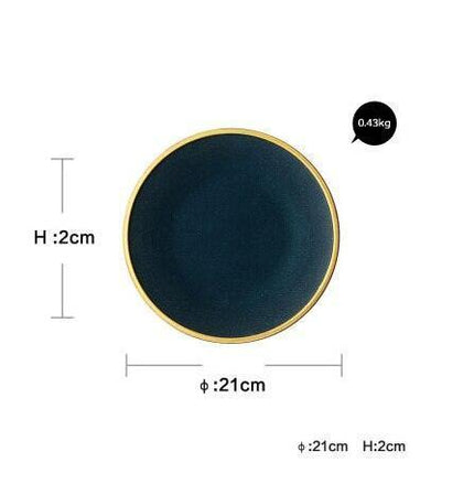 Elegant Dark Green Ceramic Dining Collection: Luxurious 7-Piece Set for an Upscale Dining Experience