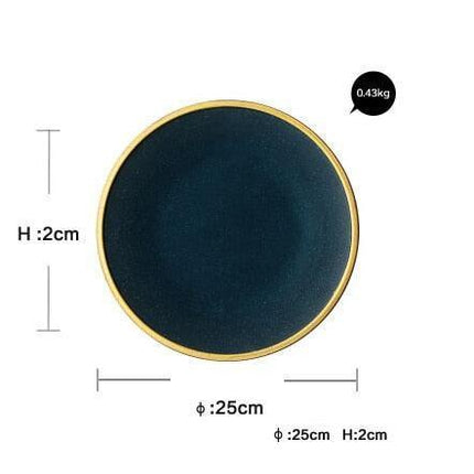 Elegant Dark Green Ceramic Dining Collection: Luxurious 7-Piece Set for an Upscale Dining Experience