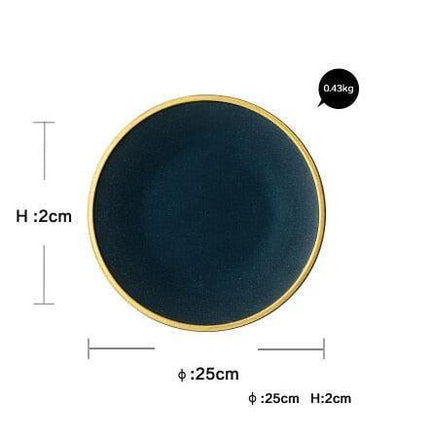 Elegant Dark Green Ceramic Dining Collection: Luxurious 7-Piece Set for an Upscale Dining Experience