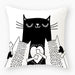 Opulent Cat-Themed Throw Pillow Cover 18x18 Inches