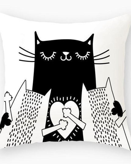 Chic Feline-Themed Nursery Pillow Cover - Luxurious 45x45cm Home Accent