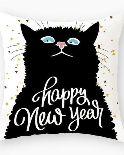 Opulent Cat-Themed Throw Pillow Cover 18x18 Inches