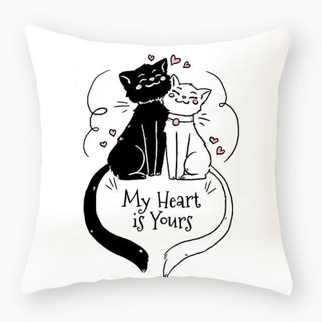 Opulent Cat-Themed Throw Pillow Cover 18x18 Inches