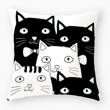 Chic Feline-Themed Nursery Pillow Cover - Luxurious 45x45cm Home Accent