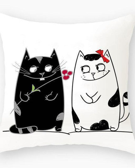 Elegant Cat-Themed Nursery Cushion Cover 45x45cm
