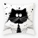 Opulent Cat-Themed Throw Pillow Cover 18x18 Inches