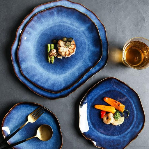 Elegant Japanese Ceramic Plate with Unique Handmade Design and Solid Pattern