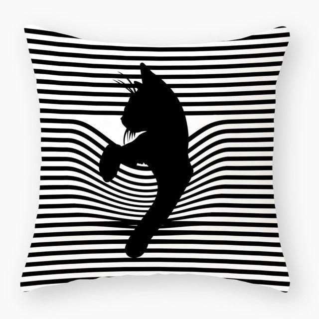 Opulent Cat-Themed Throw Pillow Cover 18x18 Inches