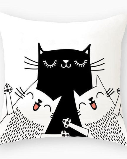 Chic Feline-Themed Nursery Pillow Cover - Luxurious 45x45cm Home Accent