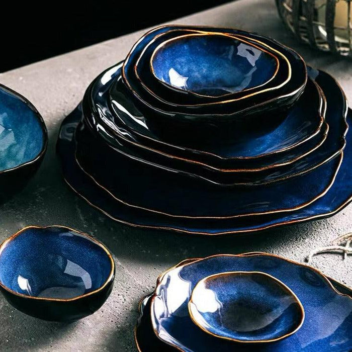 Elegant Artisanal Blue Ceramic Dinnerware Set - Elevate Your Dining Experience