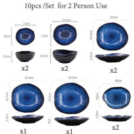 Artisanal Handcrafted Blue Ceramic Tableware Collection - Enhance Your Dining Experience