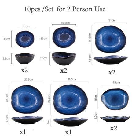 Elegant Handcrafted Blue Ceramic Dinnerware Set - Perfect for All Dining Occasions