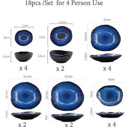 Artisanal Handcrafted Blue Ceramic Tableware Collection - Enhance Your Dining Experience