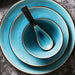 Elegant Ocean Blue Ceramic Dinner Set Featuring Stunning Ice Cracking Glaze