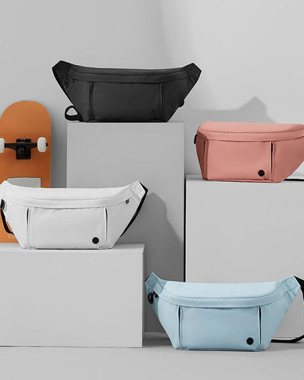 Men's Stylish Nylon Half Moon Crossbody Bag with Secure Zip and Multiple Pockets