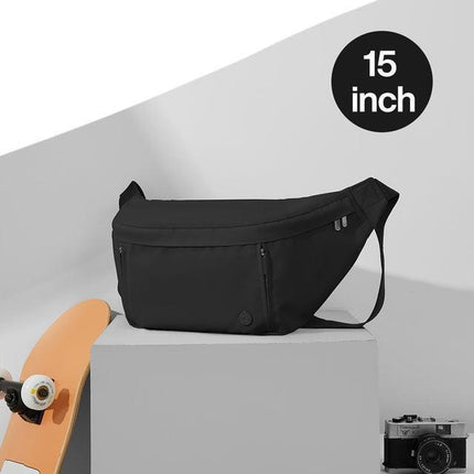Men's Stylish Nylon Half Moon Crossbody Bag with Secure Zip and Multiple Pockets