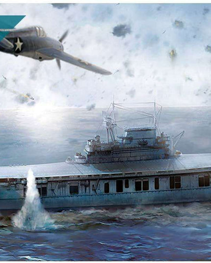 USS Enterprise CV-6 Midway Battle Aircraft Carrier Model Kit - 1/700 Scale with 24 WWII Planes