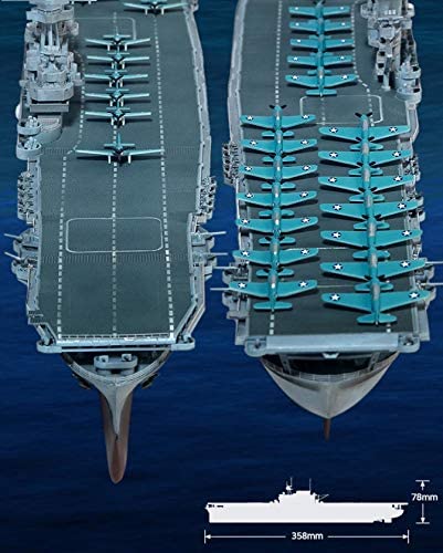USS Enterprise CV-6 Aircraft Carrier Battle of Midway Model Kit - World War II Replica with 24 Aircrafts - 1/700 Scale