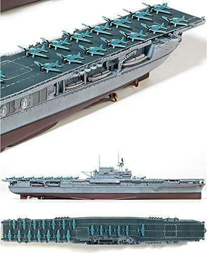USS Enterprise CV-6 Midway Battle Aircraft Carrier Model Kit - 1/700 Scale with 24 WWII Planes