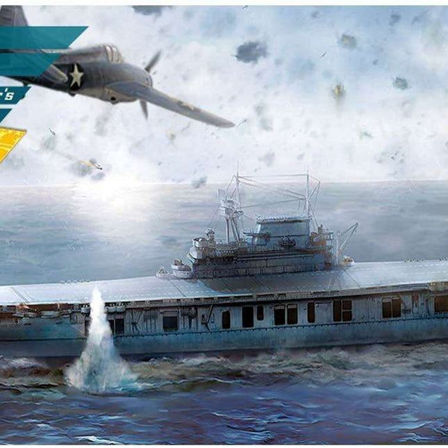 USS Enterprise CV-6 Midway Battle Aircraft Carrier Model Kit - 1/700 Scale with 24 WWII Planes