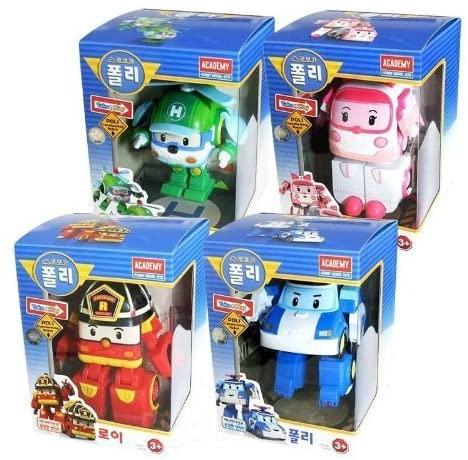 Robocar Poli 4-Piece Transforming Robot Toy Set With Amber, Roi, Poli, and Helli