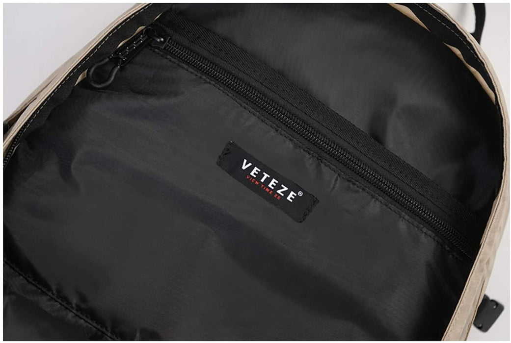 VETEZE Big Logo Backpack Retro Contemporary Unisex Laptop Bag for School Travel Hot Item from Korea (Beige)
