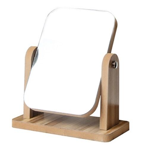 Wood Square Makeup Mirror with Desk Stand Enhancing Beauty Routine