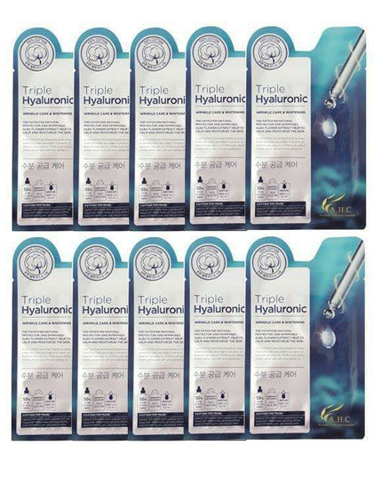Ultimate Hydration: AHC 10-Pack Triple Hyaluronic Cotton Masks