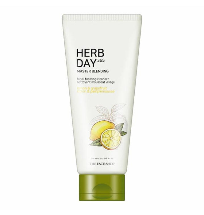 THE FACE SHOP Herb Day 365 Master Blending Facial Foaming Cleanser 170ml with Lemon & Grapefruit