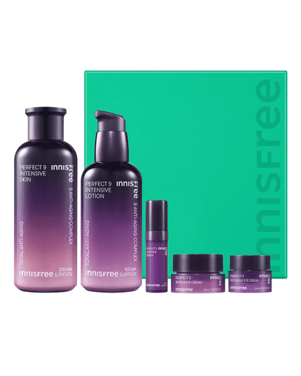 Revitalizing 9-Piece Anti-Aging Skincare Set by Innisfree for Youthful Radiance