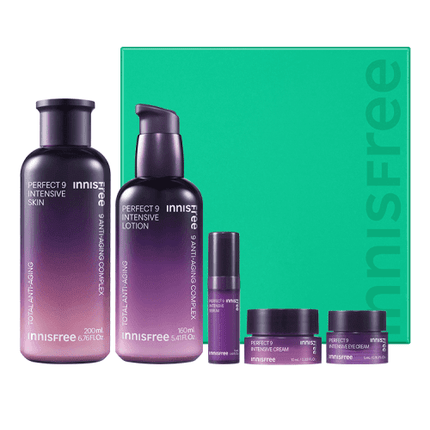 Revitalizing 9-Piece Anti-Aging Skincare Set by Innisfree for Youthful Radiance
