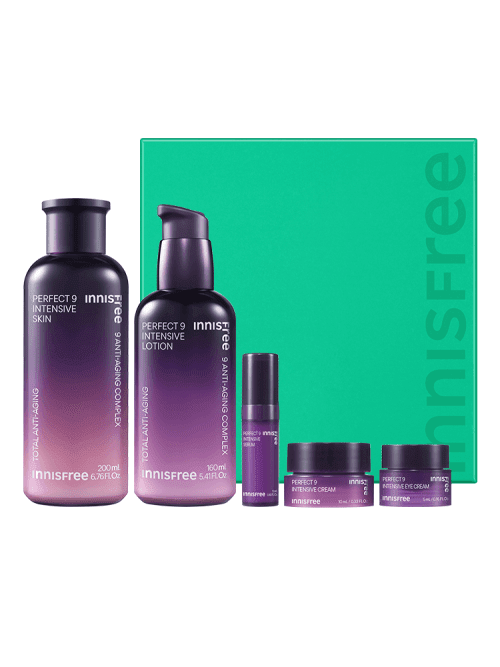 Revitalizing 9-Piece Anti-Aging Skincare Set by Innisfree for Youthful Radiance