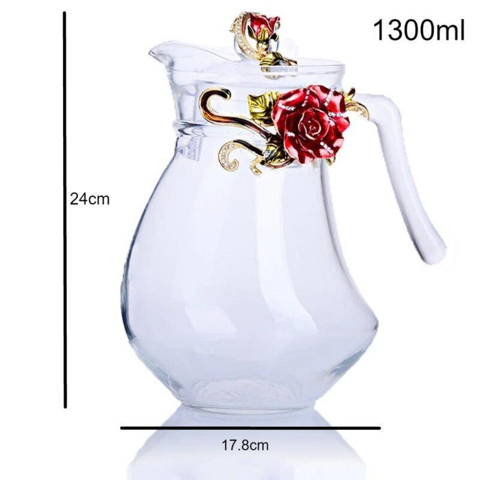 Red rose Enamel Crystal Flower Drinkware for Hot and Cold Drinks