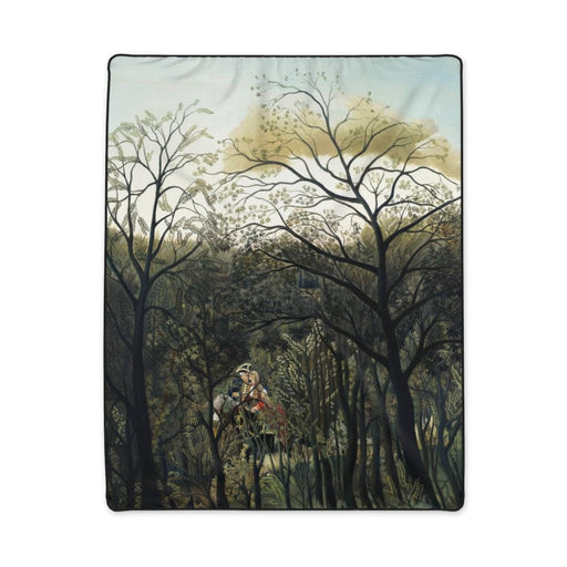 Rendezvous in the Forest by Henri Rousseau Black Trim Polyester Blanket - Très Elite