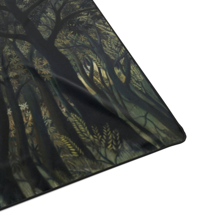 Rendezvous in the Forest by Henri Rousseau Black Trim Polyester Blanket