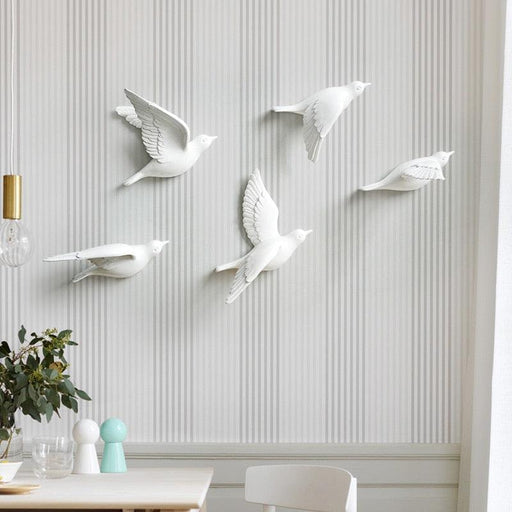 Resin Birds Ornament Wall Sticker - Modern 3D Sticker for Wall Decor - Très Elite