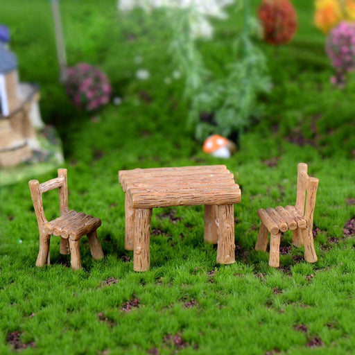 Resin Table Chairs Miniatures - 3Pcs Micro Landscape Decor Set - Très Elite