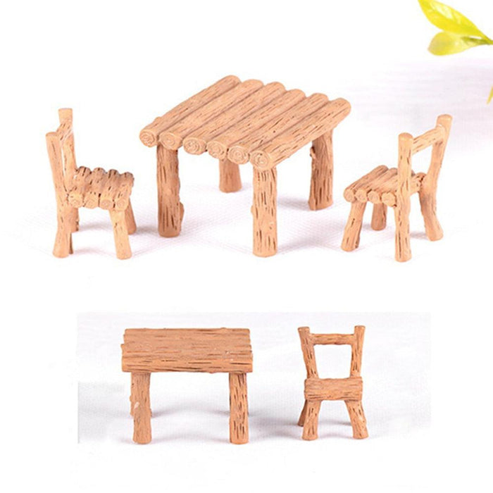 Enchanting Resin Table and Chairs Miniature Set for Fairy Gardens