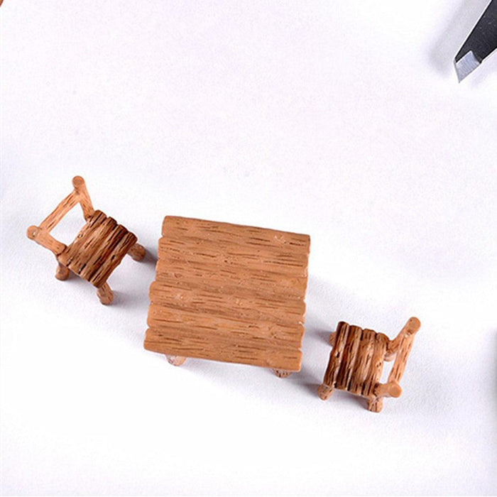 Resin Table Chairs Miniatures - 3Pcs Micro Landscape Decor Set