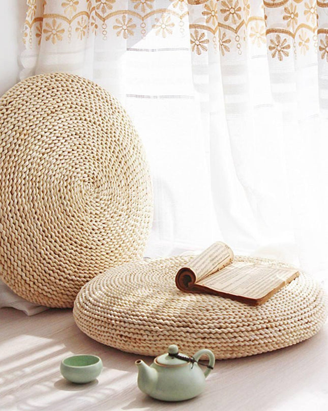 Sustainable Tatami-Style Straw Meditation Cushion for Eco-Friendly Practices