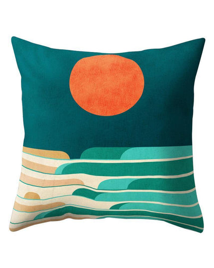 Serene Coastal Sunset Pillow Cover - Elegant Seascape Accent for Home & Office