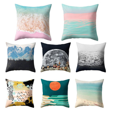 Serene Coastal Sunset Pillow Cover - Elegant Seascape Accent for Home & Office