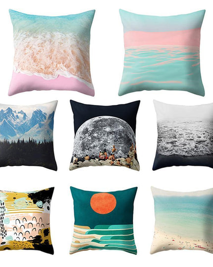 Serene Coastal Sunset Pillow Cover - Elegant Seascape Accent for Home & Office
