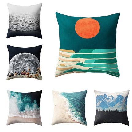 Serene Coastal Sunset Pillow Cover - Elegant Seascape Accent for Home & Office